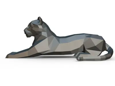 leopard low poly panther 3D print model