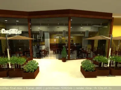 Outdoor mall restaurant 3D model