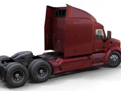 Peterbilt 579 lowboy trailer Low-poly 3D model