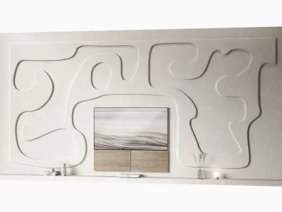 Tv wall kit Modern minimal Wavy shape composition 3D model