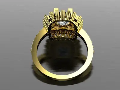 Diamond Jewelry Ring Princess and Round gems Free 3D print model