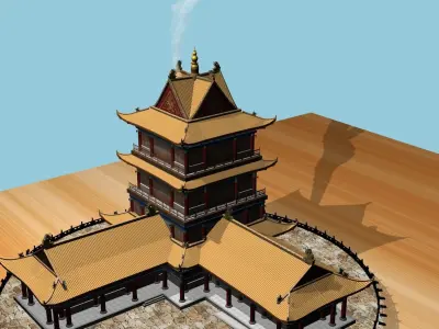 Chinese smoke ancient house 3D model
