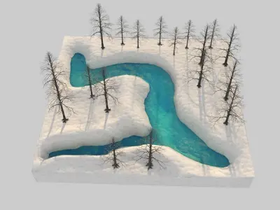 River and snow Free 3D model