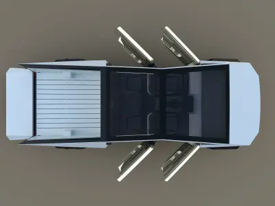 Tesla Cybertruck with chassis and interior White Low-poly 3D model