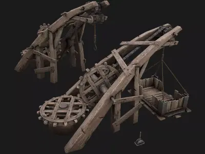 Steampunk Crane Lift  Low-poly 3D model