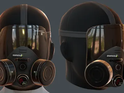 Gas mask helmet 3d model scifi Low-poly  Low-poly 3D model