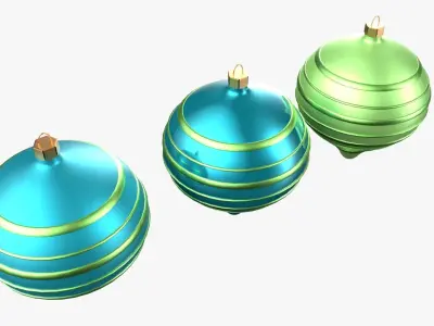 Christmas Tree Ornament Set9 - Turquoise Green  Low-poly 3D model