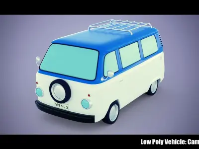 Low Poly Vehicle -  Campervan Low-poly 3D model