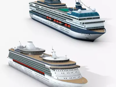 Two Lowpolygonal 3D Models of Cruise Liner Ships Low-poly 3D model