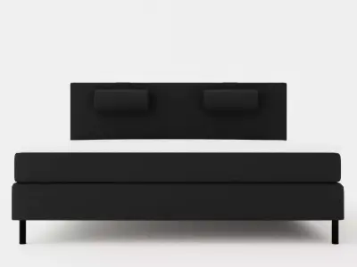 Happy Continental Bed 180x200cm Black Low-poly 3D model