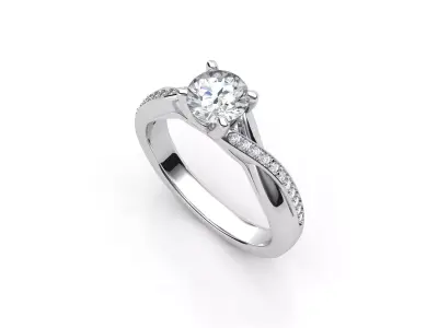 aj-030 diamond engagement ring gold 3D print model