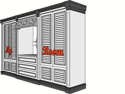 Special design wardrobe group for youth room 3D print model