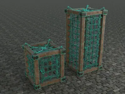 Medieval Cages 1 low-poly PBR  Low-poly 3D model