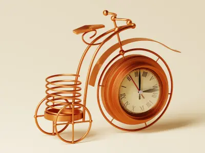 Vintage Metal Bicycle Bike Clock Home Decoration 3D Model Low-poly 3D model