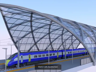 Stations with Azuma train 3D Model Collection