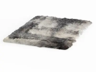 Sheepskin Rug Rectangle Dark Gray 3D model