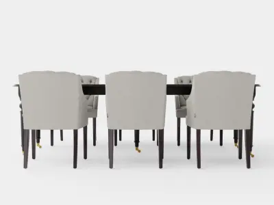 Modus black with Delano chair sand Dining Set Low-poly 3D model