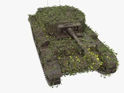4K realistic low poly abandoned tank 3D model
