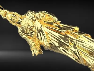 Sacred Heart of Jesus Pendant Charm Necklace Jewelry 3D print model