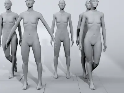 luxury female fashion mannequin bundle Low-poly 3D model