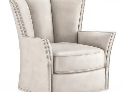 Pair of Contemporary Black Leather Studded Club Chairs Low-poly 3D model