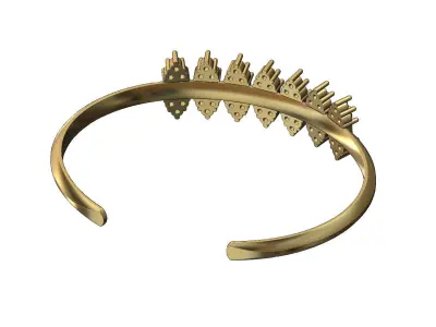 Baguettes clusters motifs cuff bracelet Size S 3D print model