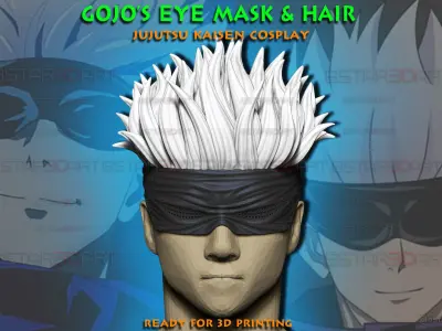 Gojo Saturo Eye Mask With Hair - jujutsu Kaisen Cosplay  3D print model