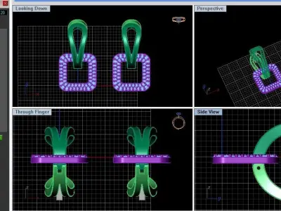 Square classic earrings  3D print model