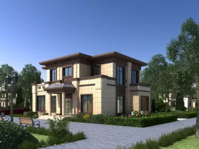 villa house with park 3D model