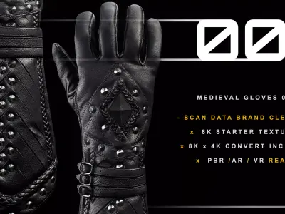 Medieval Gloves 001  Low-poly 3D model