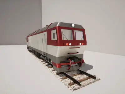 Animated game-ready Locomotive Low-poly 3D model