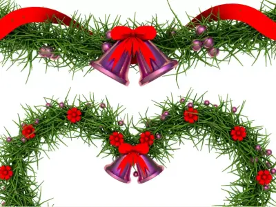 Christmas Wreath and Christmas toys collection 3D model