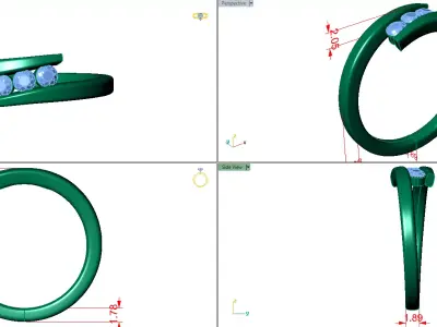 criss cross ring diamond center  3D print model