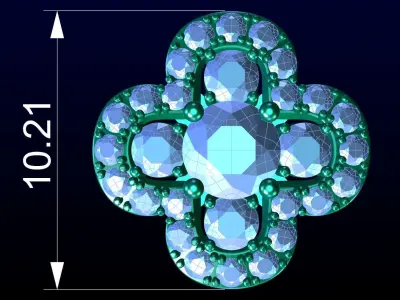 Four Leaf Clover Diamond Earrings 2 3D print model