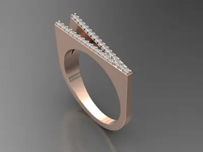 alphabet jewelry ring diamond letter V 3D print model