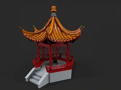 Traditional China Gazebo Low-poly 3D model