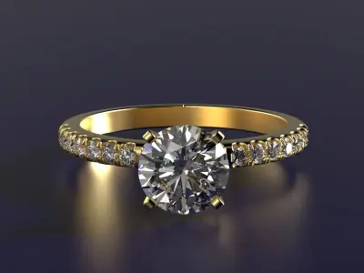 solitare engagement ring 004 3D print model