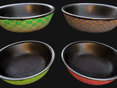 Pet Food Bowl Zoo Dishes for Cats Dogs Low-poly 3D model