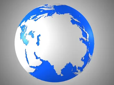 Solid Color Blue Grey Globe 3D model
