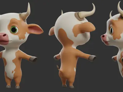 Cow II Cattle Cartoon Low-poly 3D model