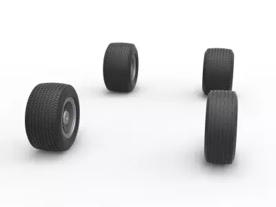 Wheel set of Northeast Dirt Modified stock car V3 Scale 1 to 25 3D print model