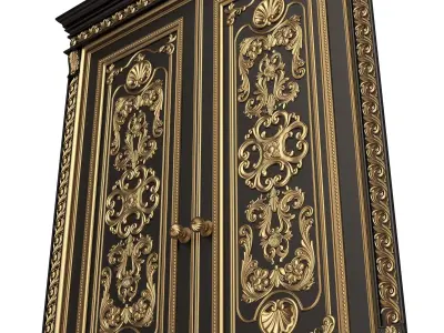 Carved Door Classic 01501 Black Low-poly 3D model