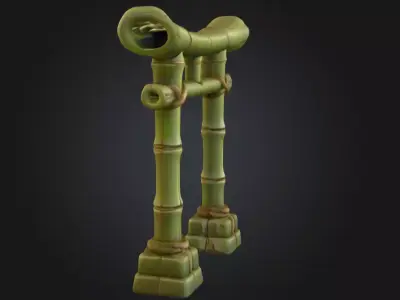 Bamboo Torii Gate Low-poly 3D model