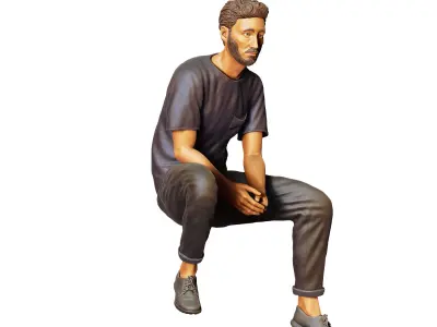 N1 a man sitting on a car 3D print model