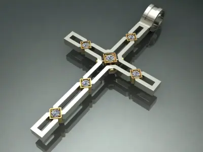 Cross with stones Printing Model  3D print model 3D print model