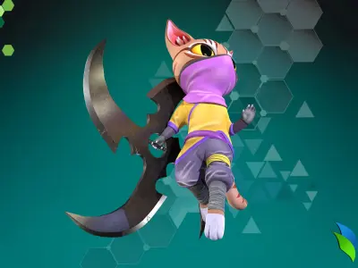 Cat Ninja 004 Low-poly 3D model