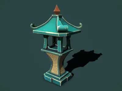 Fantasy stone sanctuary Low-poly 3D model