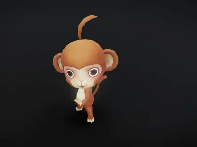 Cute Monkey Full Animation 1177 frames Cute Monkey Low-poly 3D model