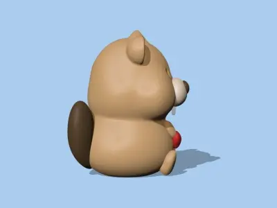 Cute  Beaver Heart -  Valentine Day 3D print model