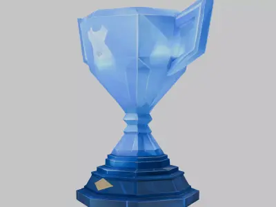 Blue Crystal Trophy Low-poly 3D model